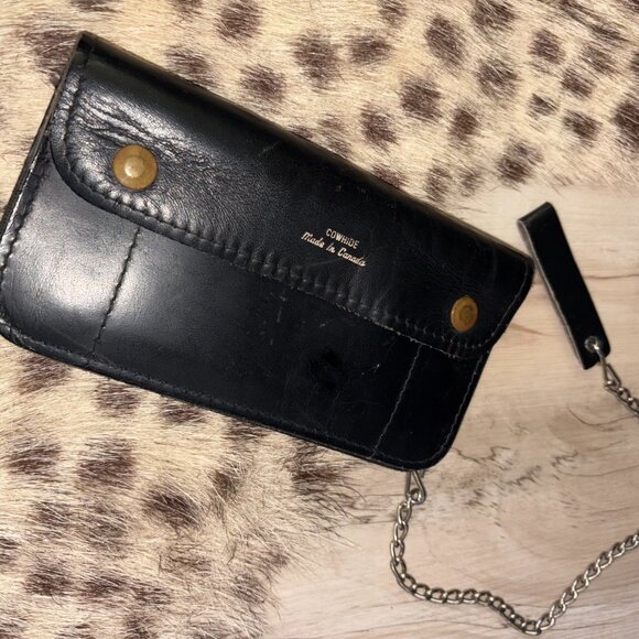 Vintage Black Genuine Leather Chain Wallet - Picture 3 of 7
